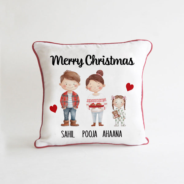 Adorable Square Family Cushion - 3 People/Pets
